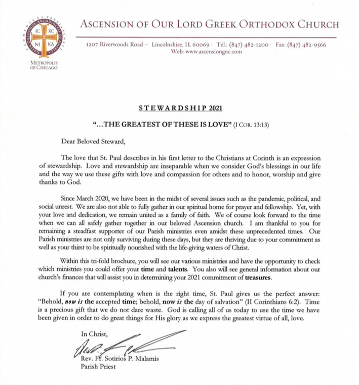 Stewardship | Ascension of Our Lord Greek Orthodox Church